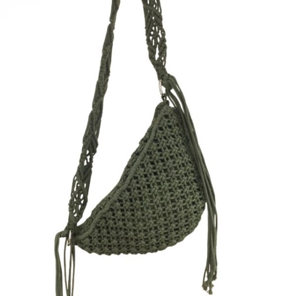 NWT F21  GREEN MACRAME BAG - Picture 3 of 8